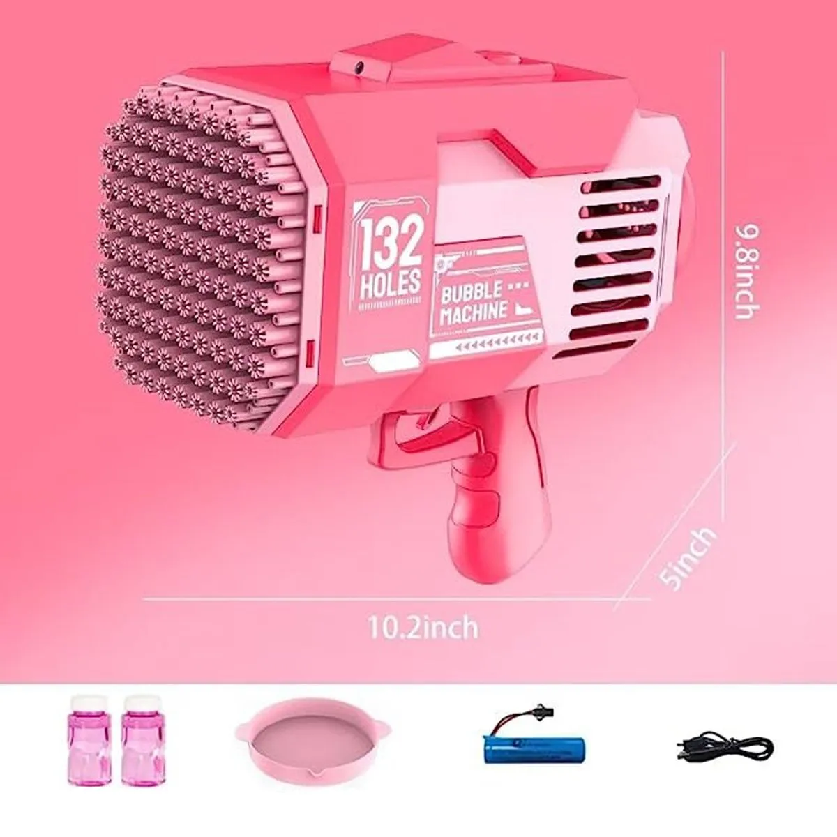 132 Holes Bubble Gun Fun Bazooka Bubbles Machine for Children