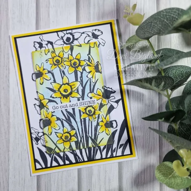 Creative Expressions 4"x 6" Pre-Cut Rubber Stamp - Daffodil Tapestry
