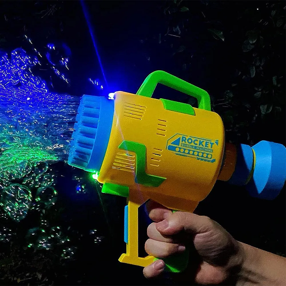 (NET) 48 Hole Bubble Gun with Bubble Solution for Kids Automatic Bubble Blower with Lights